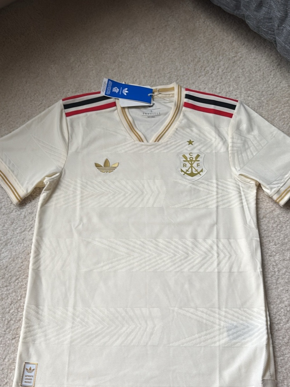 NWT Adidas Flamengo 2024 2025 Third Authentic Jersey JI7307 Cream Gold Men’s (S)